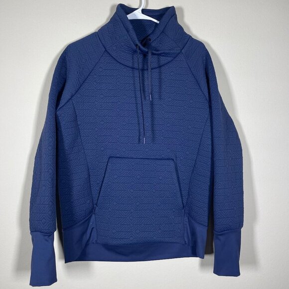 Athleta Sweaters - Athleta Performance Jacket Quilted Jacquard Pullover Sweater Navy Blue XS!